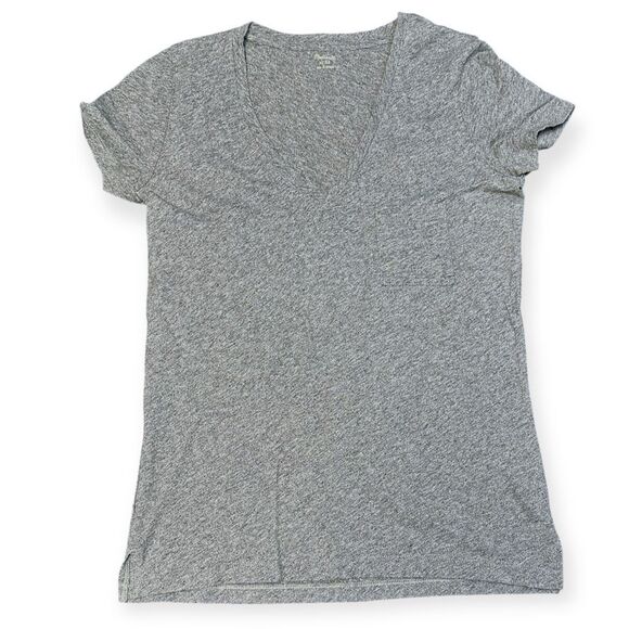 MADEWELL Women’s Heather Gray Short Sleeve Whisper Cotton V-Neck Tee Shirt Top S - Picture 3 of 7
